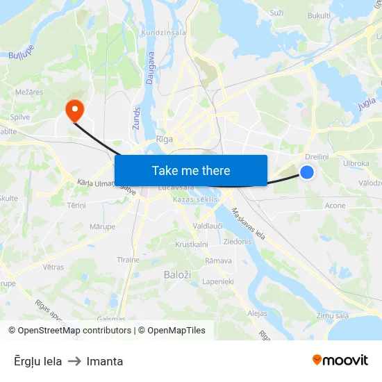 Ērgļu Iela to Imanta map