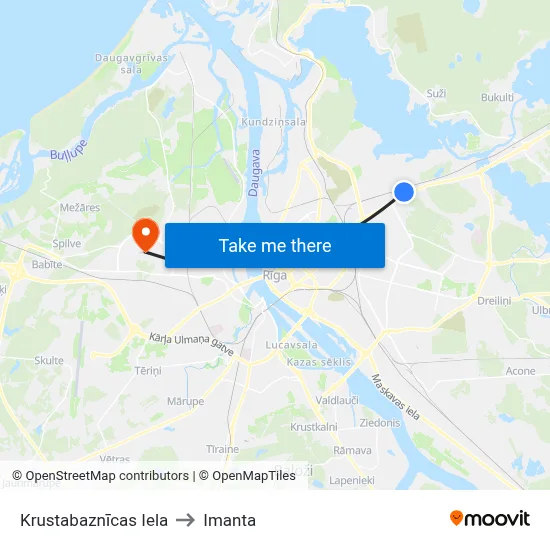 Krustabaznīcas Iela to Imanta map
