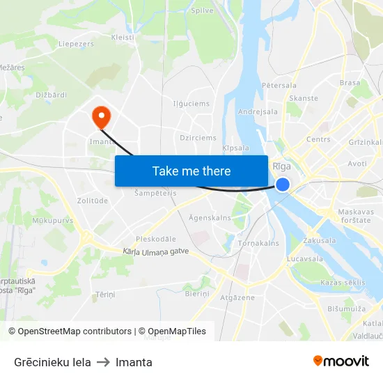 Grēcinieku Iela to Imanta map
