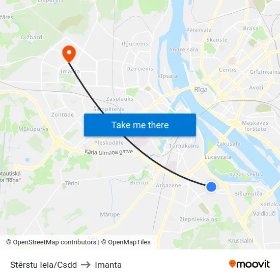 Stērstu Iela/Csdd to Imanta map