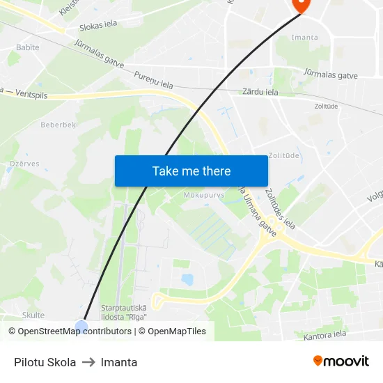 Pilotu Skola to Imanta map