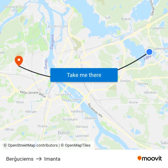 Berģuciems to Imanta map