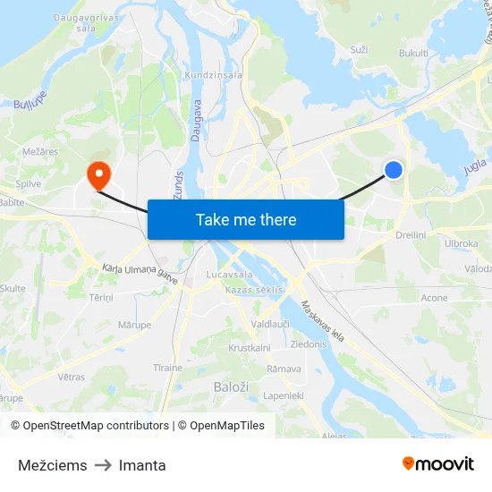 Mežciems to Imanta map