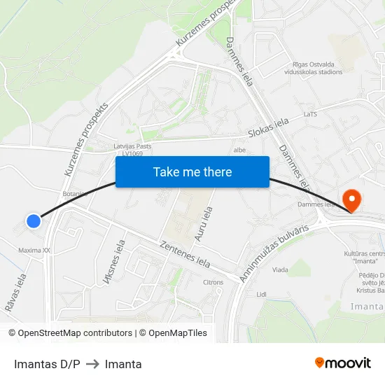 Imantas D/P to Imanta map