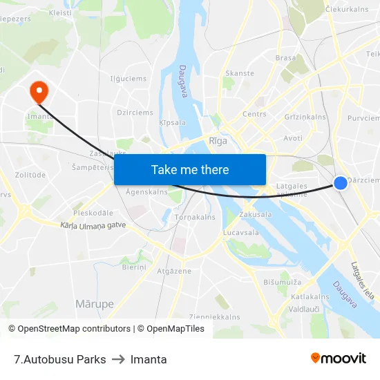 7.Autobusu Parks to Imanta map