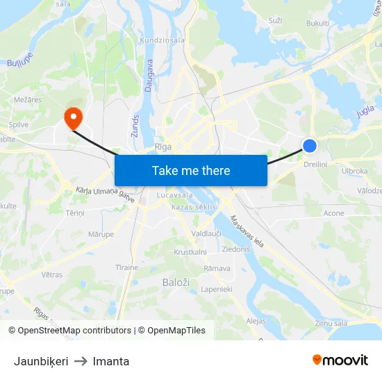 Jaunbiķeri to Imanta map