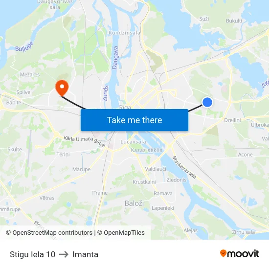 Stigu Iela 10 to Imanta map
