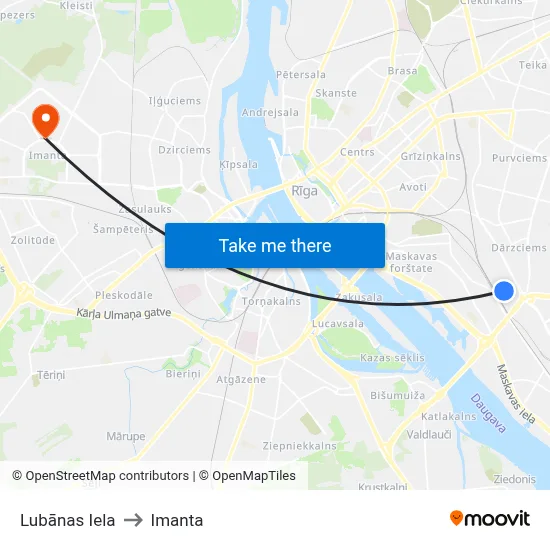 Lubānas Iela to Imanta map