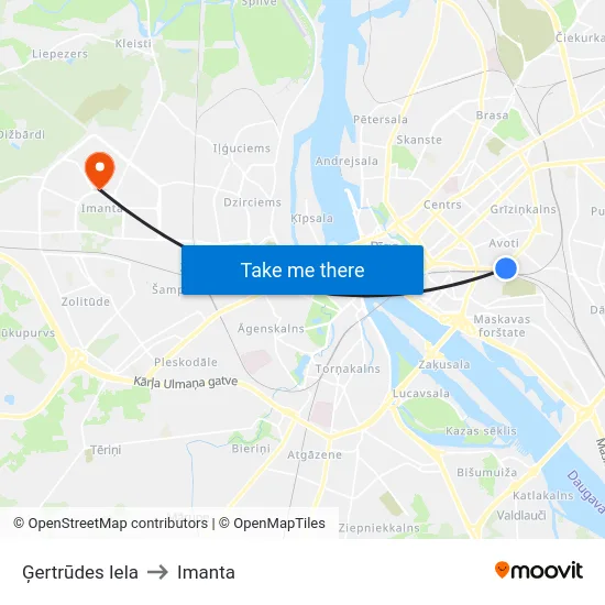 Ģertrūdes Iela to Imanta map