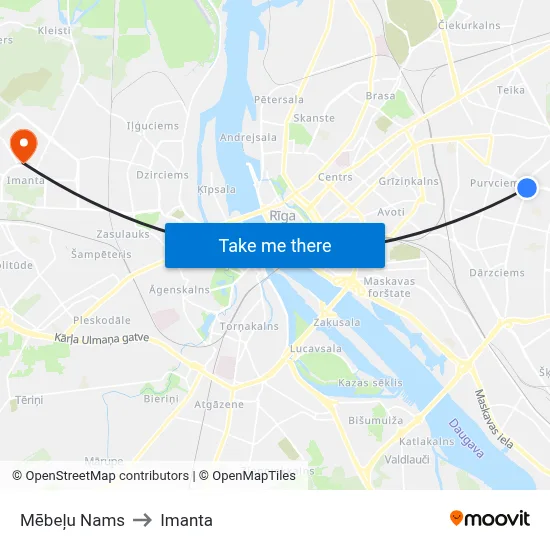 Mēbeļu Nams to Imanta map