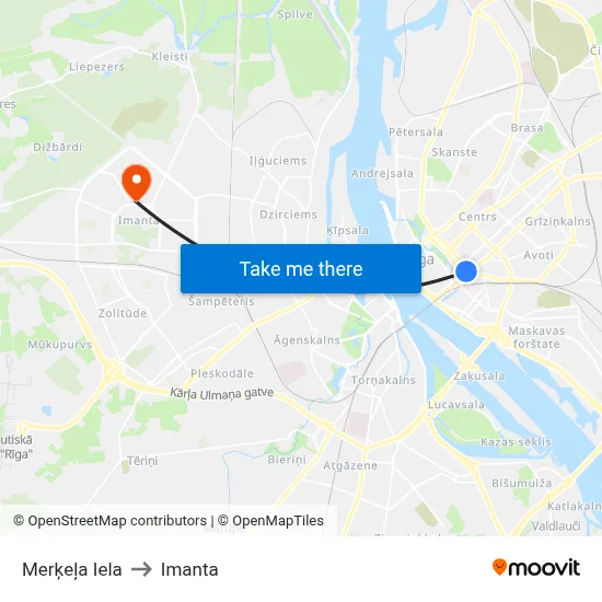 Merķeļa Iela to Imanta map