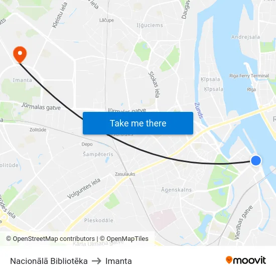 Nacionālā Bibliotēka to Imanta map