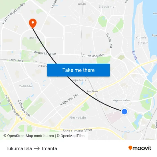 Tukuma Iela to Imanta map