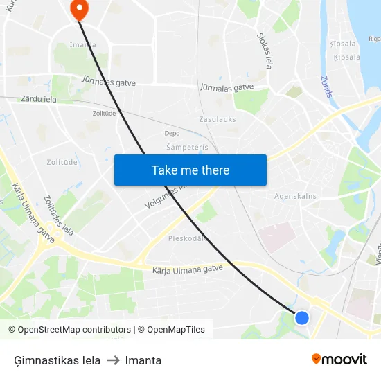 Ģimnastikas Iela to Imanta map