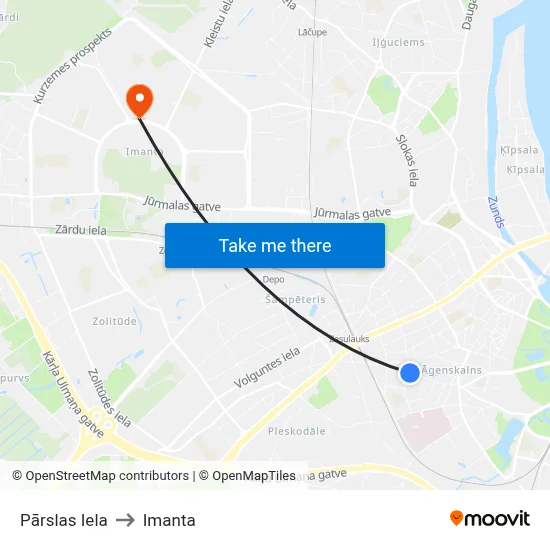 Pārslas Iela to Imanta map