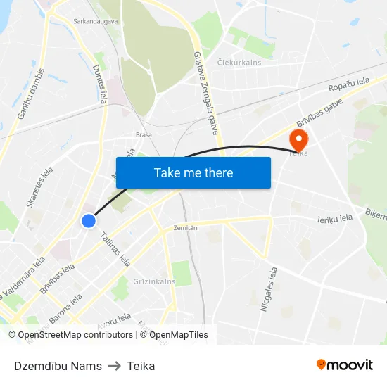 Dzemdību Nams to Teika map