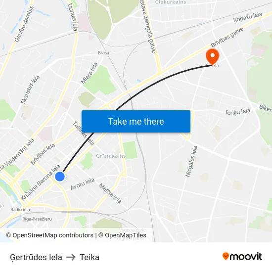 Ģertrūdes Iela to Teika map
