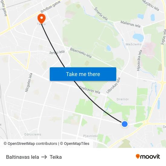 Baltinavas Iela to Teika map
