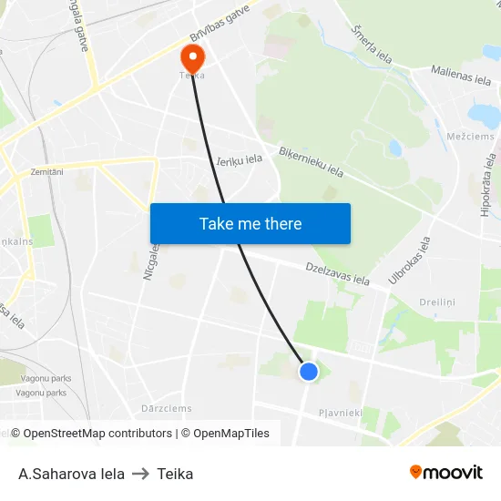 A.Saharova Iela to Teika map