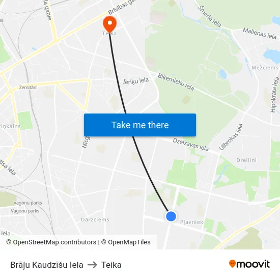 Brāļu Kaudzīšu Iela to Teika map