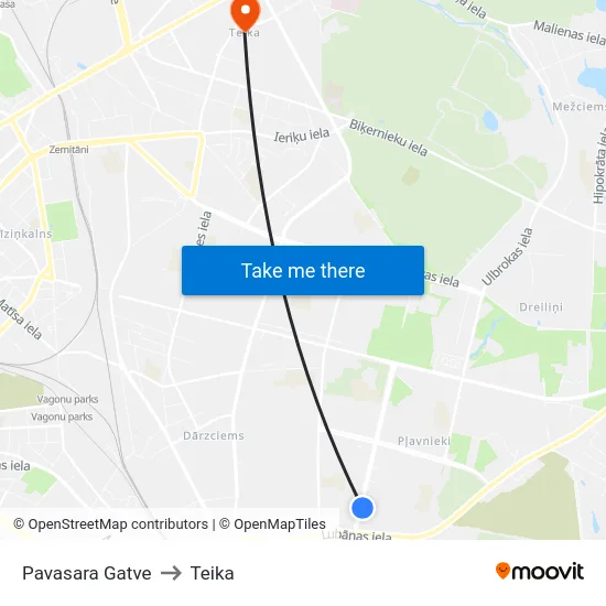 Pavasara Gatve to Teika map