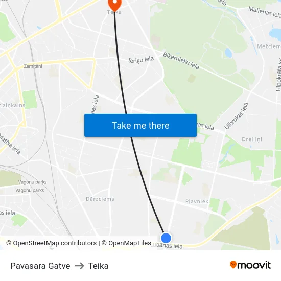 Pavasara Gatve to Teika map