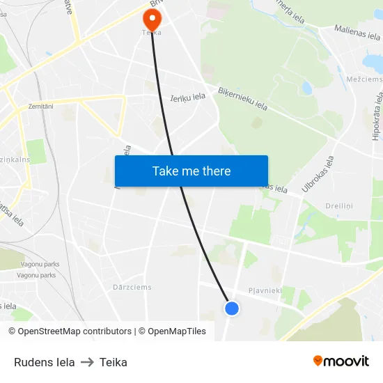 Rudens Iela to Teika map