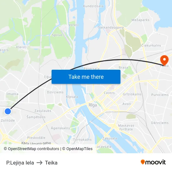 P.Lejiņa Iela to Teika map