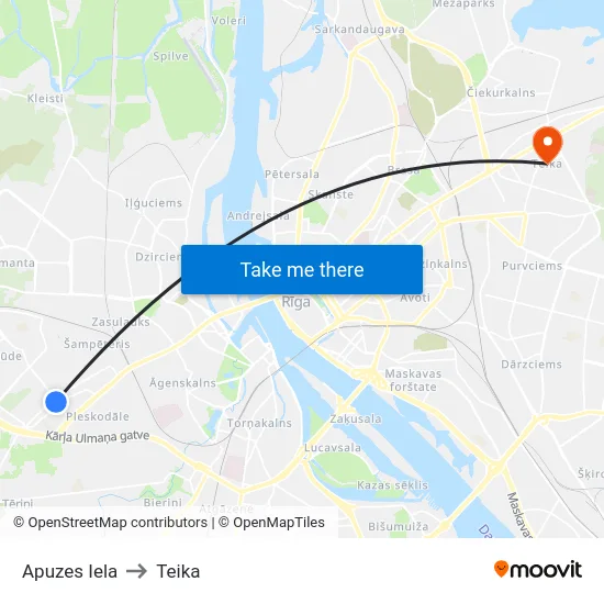Apuzes Iela to Teika map