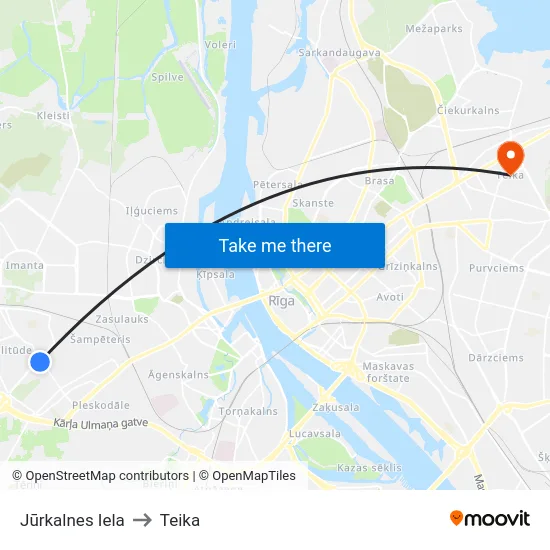 Jūrkalnes Iela to Teika map