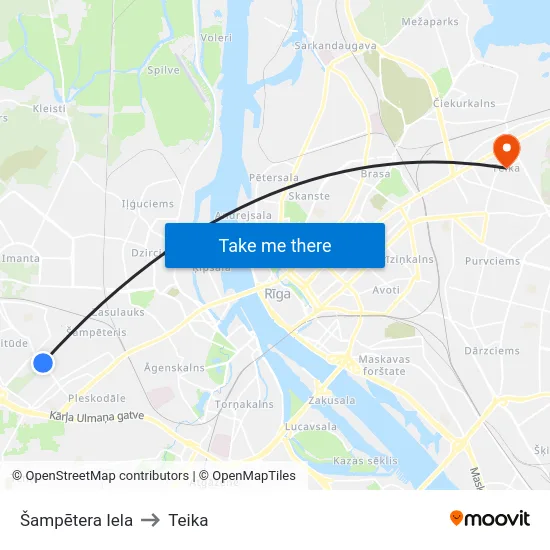 Šampētera Iela to Teika map
