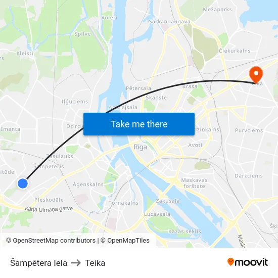 Šampētera Iela to Teika map