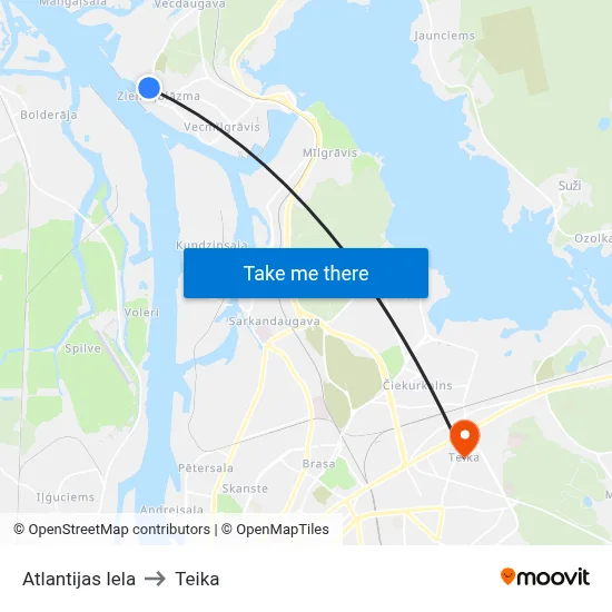 Atlantijas Iela to Teika map