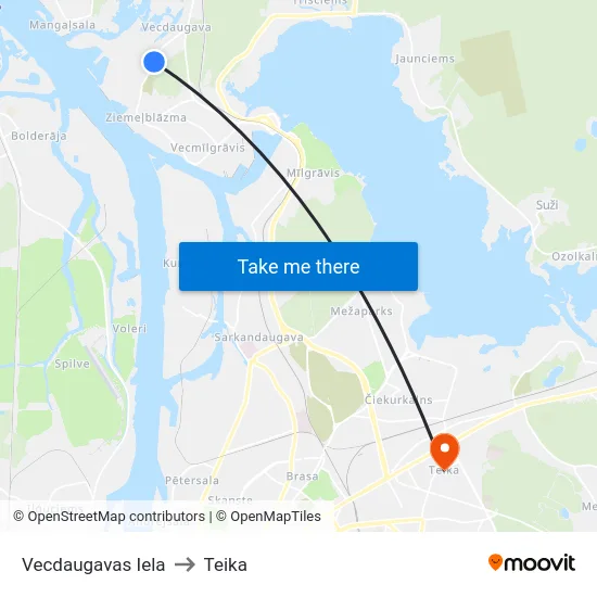 Vecdaugavas Iela to Teika map