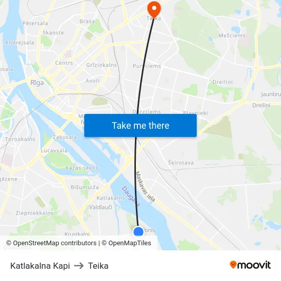 Katlakalna Kapi to Teika map