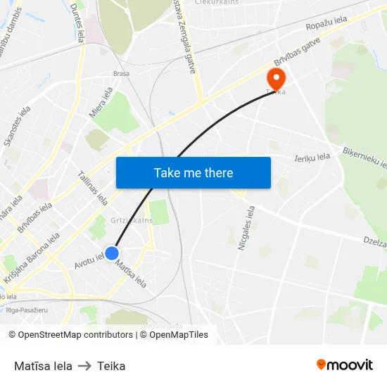 Matīsa Iela to Teika map