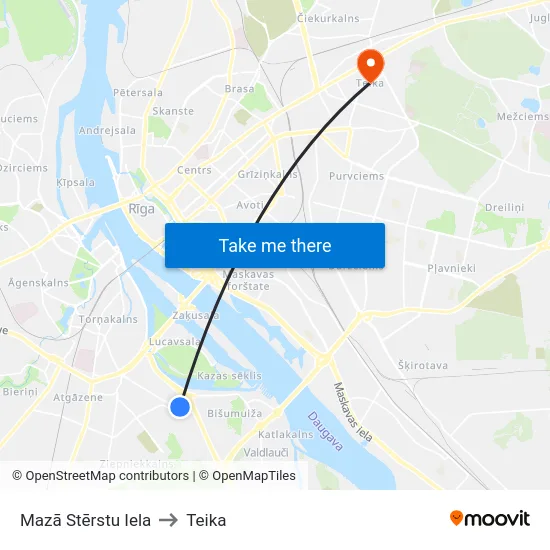 Mazā Stērstu Iela to Teika map