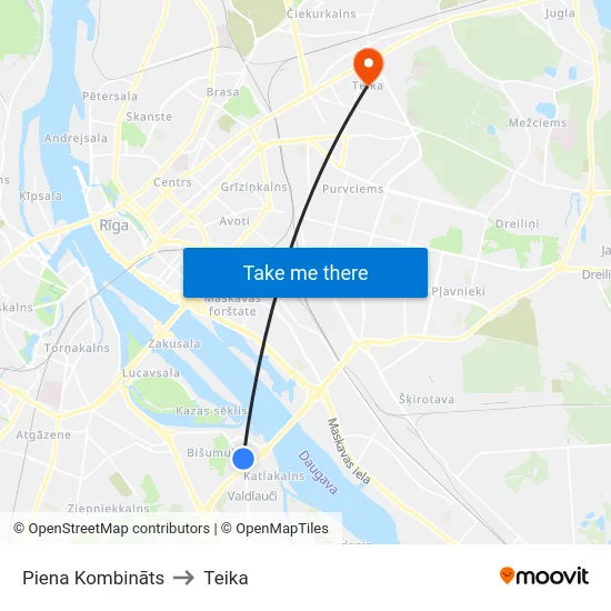 Piena Kombināts to Teika map