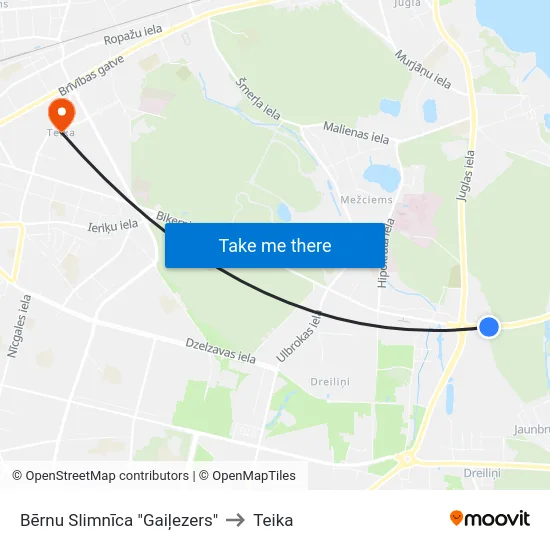 Bērnu Slimnīca "Gaiļezers" to Teika map