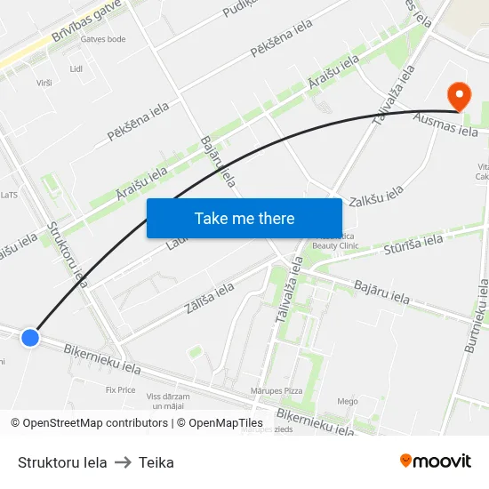 Struktoru Iela to Teika map
