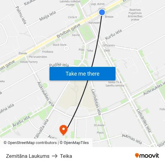 Zemitāna Laukums to Teika map