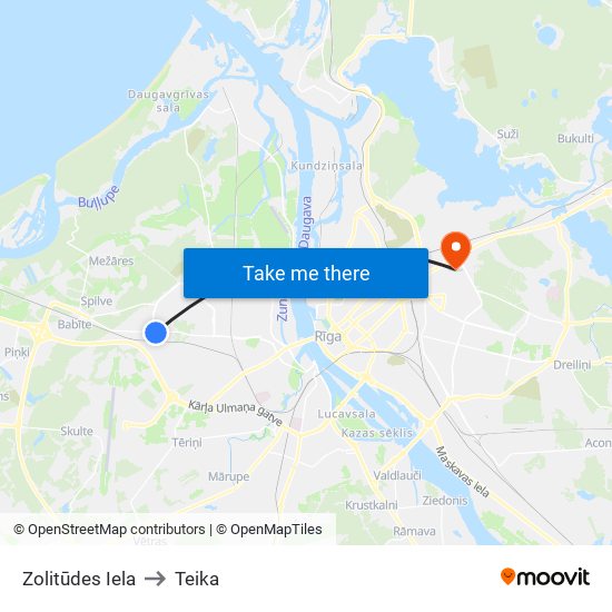 Zolitūdes Iela to Teika map