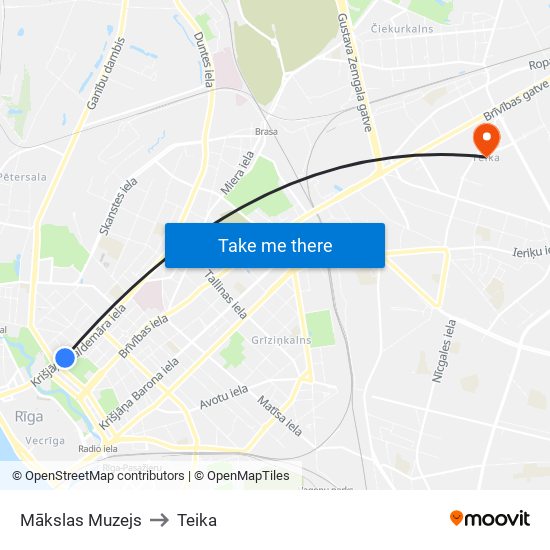 Mākslas Muzejs to Teika map