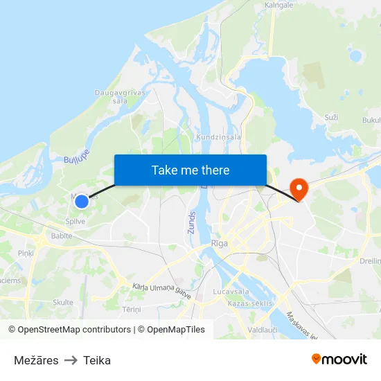 Mežāres to Teika map