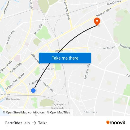 Ģertrūdes Iela to Teika map