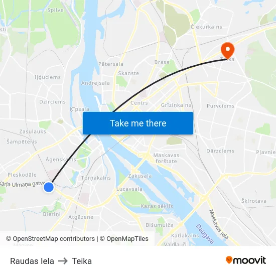 Raudas Iela to Teika map
