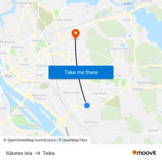 Ilūkstes Iela to Teika map