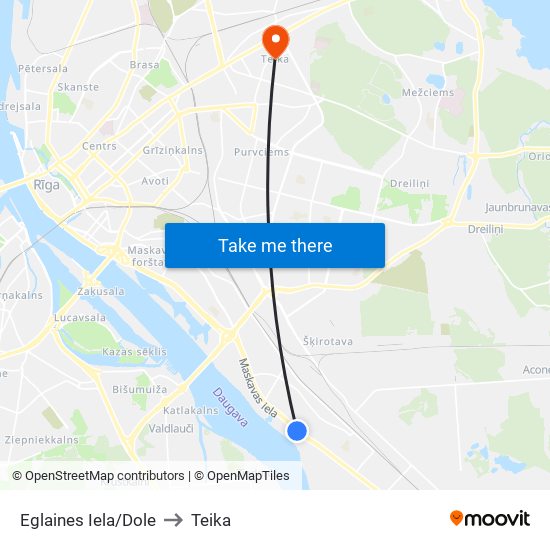 Eglaines Iela/Dole to Teika map
