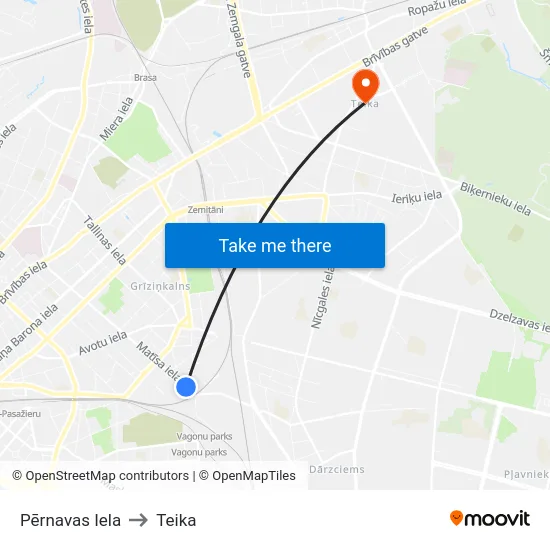 Pērnavas Iela to Teika map