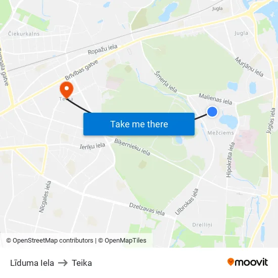 Līduma Iela to Teika map